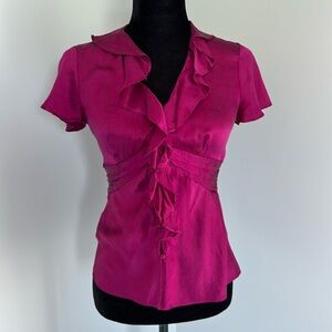 Boston Proper silk ruffle, flutter sleeve blouse. Size small.